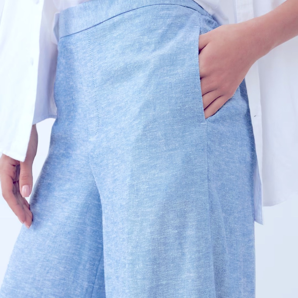 Banana Republic White linen blend Wide-Leg Pants. Size Medium. NWT. - Picture 4 of 6